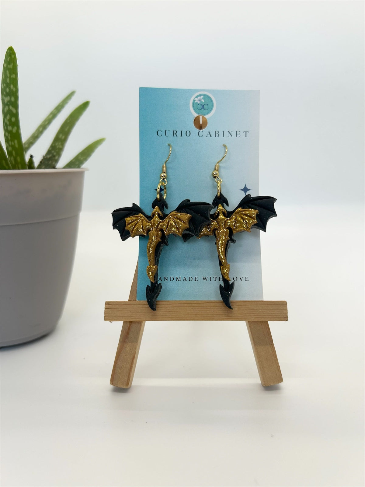 Gold & Black Dragon Earrings