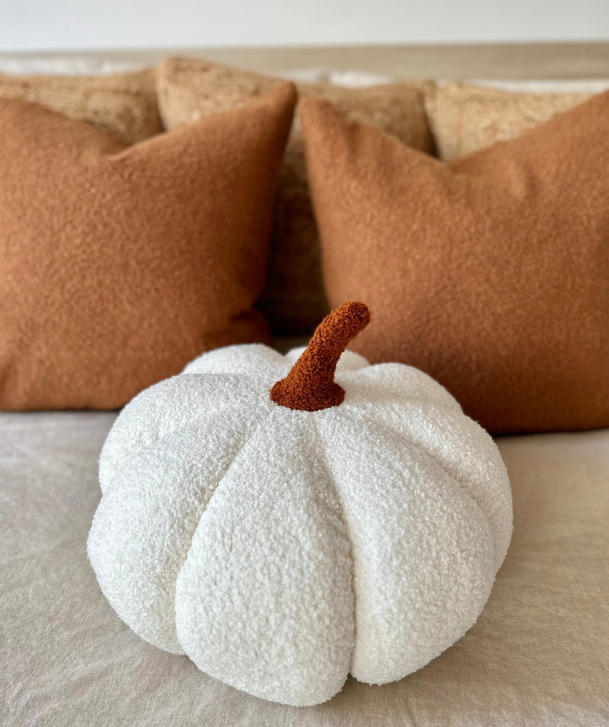 Ivory Sherpa Pumpkin Pillow