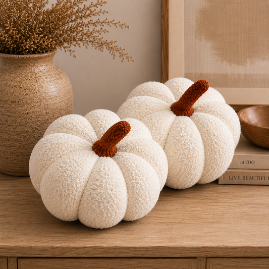 Ivory Sherpa Pumpkin Pillow
