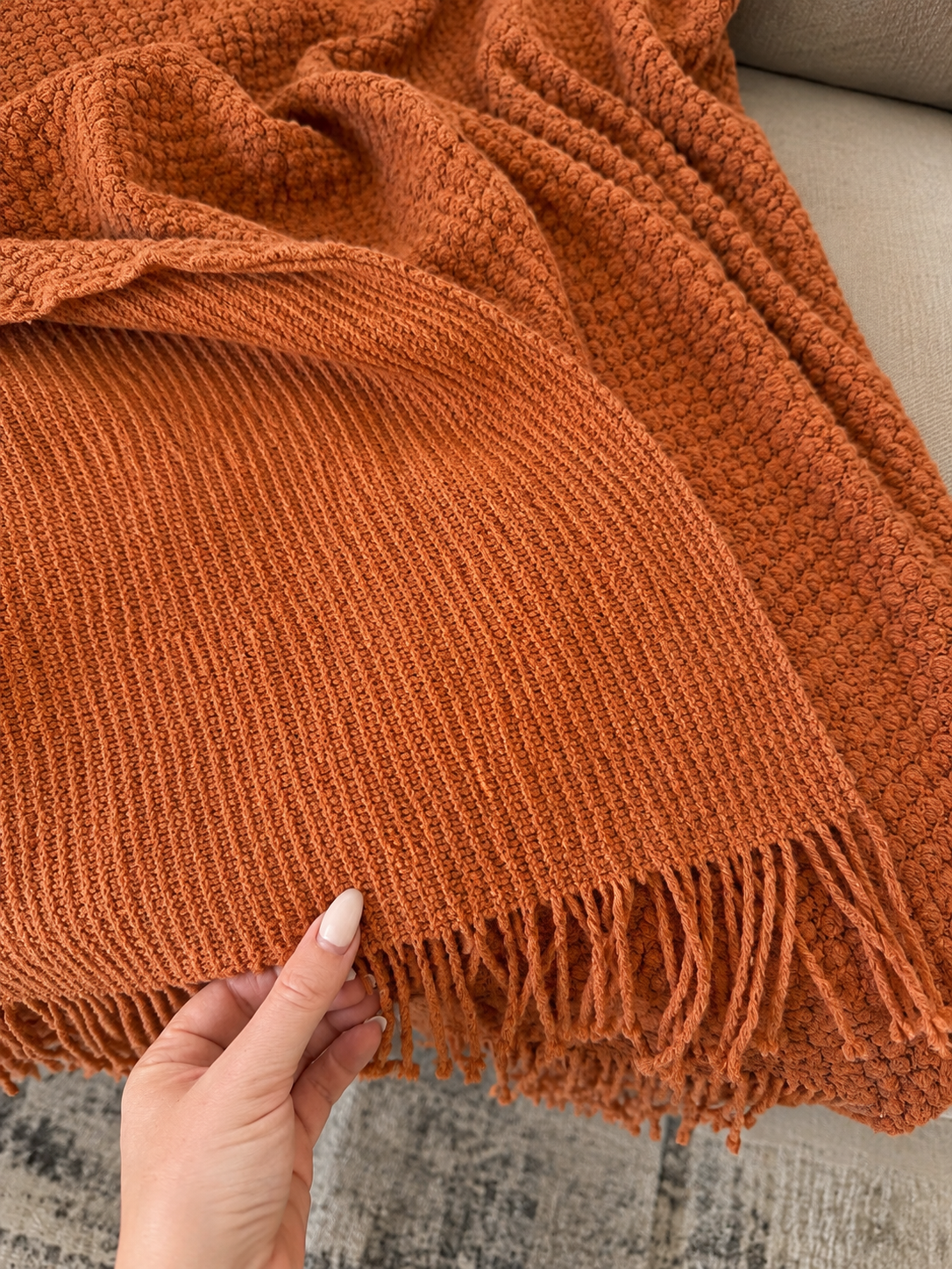 Geneva Burnt Orange Fringe Throw