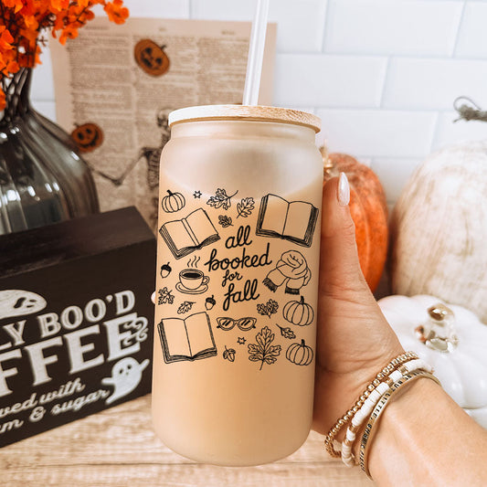 All Booked for Fall Glass Tumbler
