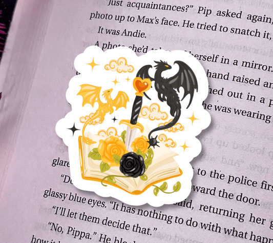 Fourth Wing Inspired Dagger & Dragons Sticker