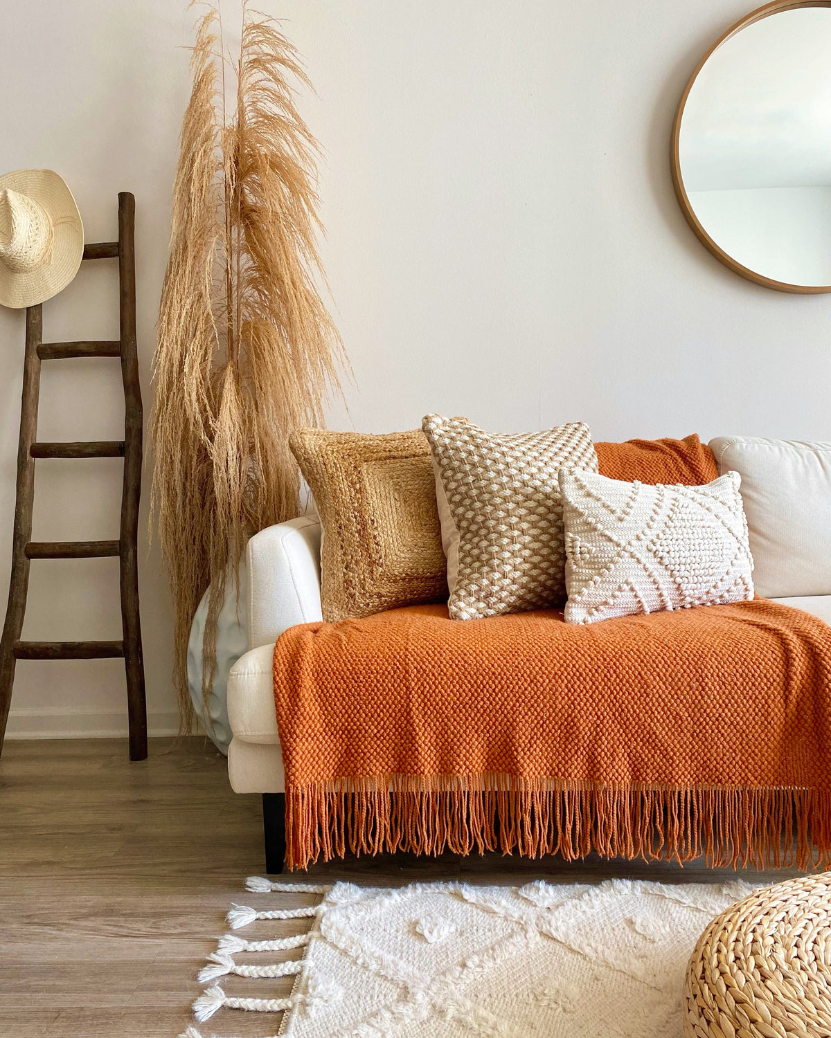 Geneva Burnt Orange Fringe Throw
